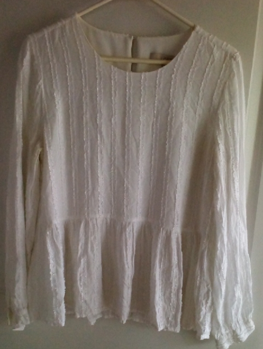 LOFT White Textured Peplum Top